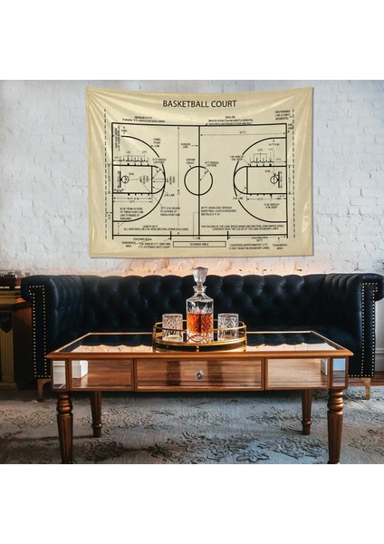 Basketball Court Vintage Duvar Örtüsü Basketbol Eskitme Efektli Oda Dekorasyonu Çocuk Odası Duvar Dekorasyonu fırsatları