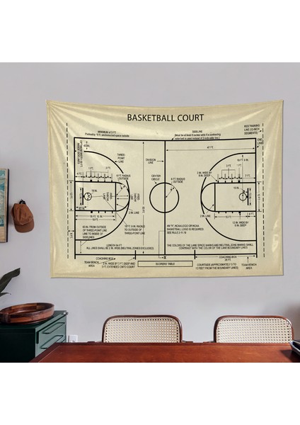 Basketball Court Vintage Duvar Örtüsü Basketbol Eskitme Efektli Oda Dekorasyonu Çocuk Odası Duvar Dekorasyonu indirimleri