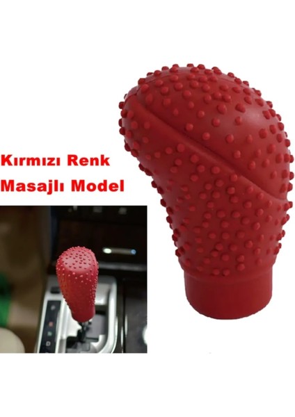 Silikonlu Vites Topuzu Kılıfı Kırmızı Renk Oval Üniversal Ithal