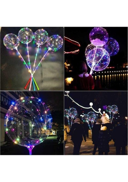 3 Fonksiyonlu Balonlu LED - Işıklı Balon Fonksiyonlu Saplı Şeffaf Işıklı Çubuklu Balon modelleri
