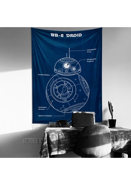 Bb8 Droid Star Wars Duvar Örtüsü Navyblue