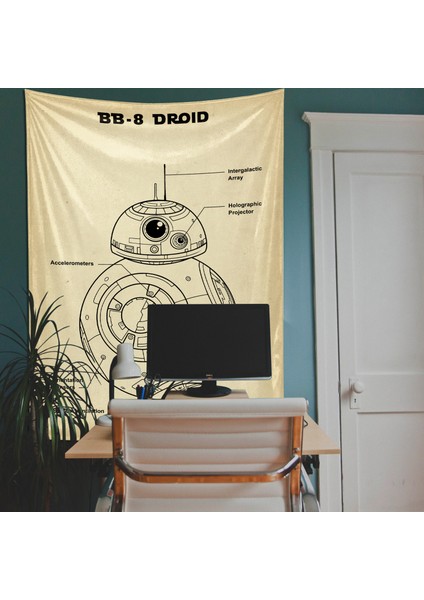 Bb8 Droid Star Wars Duvar Örtüsü Vintage Eskitme Efektli