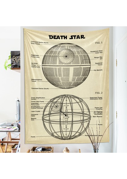 Death Star Vintage Eskitme Efektli Star Wars Duvar Örtüsü
