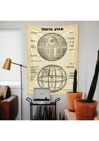 Death Star Vintage Eskitme Efektli Star Wars Duvar Örtüsü modelleri
