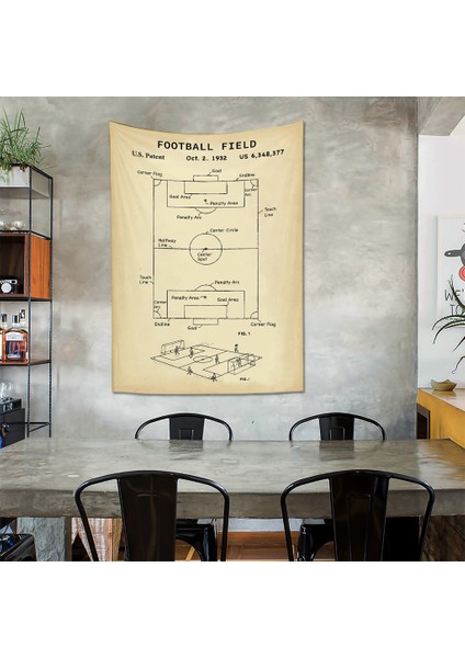 Futbol Sahası Duvar Örtüsü Vintage Eskitme Efektli Çocuk Odası Dekorasyon