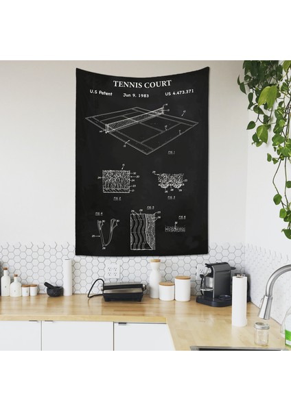 Tenis Duvar Örtüsü Chalkboard