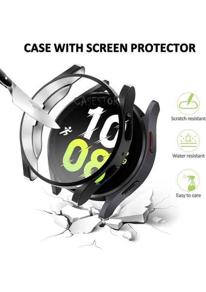 Samsung Galaxy Watch 5 40MM Uyumlu Ekran Koruyucu ve Kasa Koruyucu Silikon Pc Kılıf 360 Sert