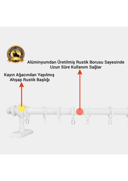 Ahşap Rustik Perde Askısı -Raysız Rustik Borusu