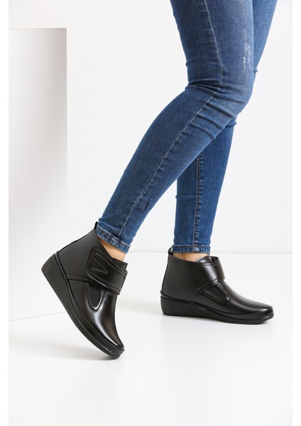 Kadın Siyah Anne Botu Ortopedik Bot Bootie Klasik Ayakkabı Kışlık Bot Günlük Ayakkabı Postal Çizme Anne Ayakkabısı