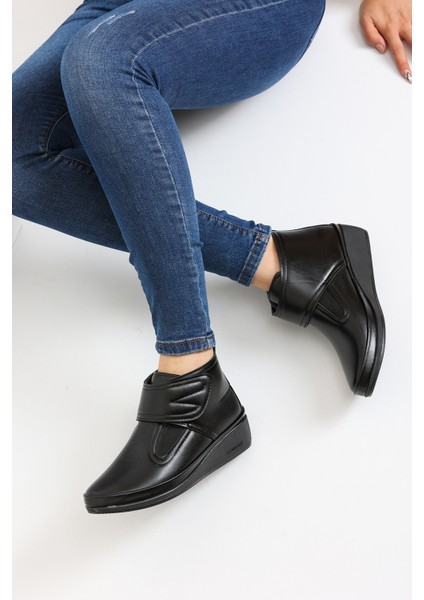 Kadın Siyah Anne Botu Ortopedik Bot Bootie Klasik Ayakkabı Kışlık Bot Günlük Ayakkabı Postal Çizme Anne Ayakkabısı fiyatları