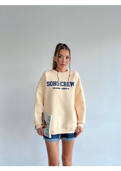 Kadın Baskılı Şardonlu Krem Sweatshirt fiyatları