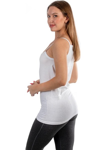 Beyaz Ip Askılı Bayan Atlet 6'lı Paket