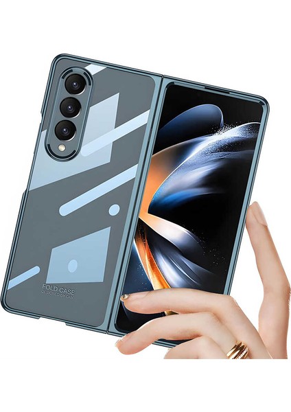 Samsung Galaxy Z Fold 4 Uyumlu Renkli Metalize Kenar Görünümlü Sert Pc Kılıf