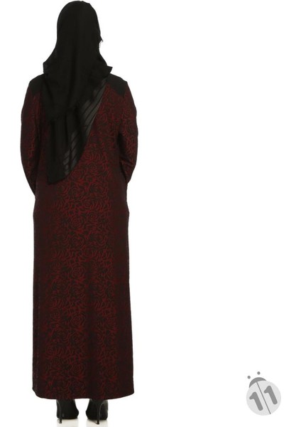Bordo Siyah Önden Fermuarlı Tesettür Şık Üst Giyim