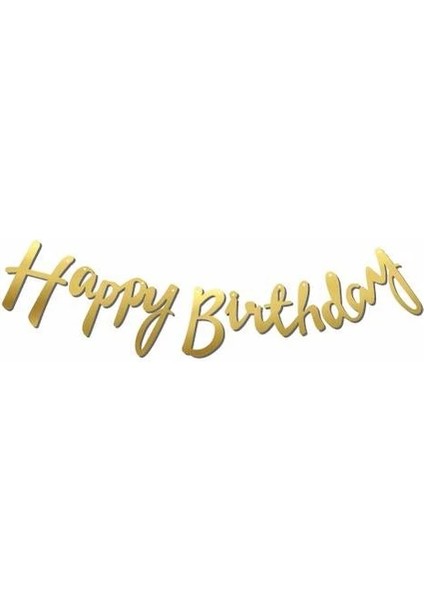 Happy Birthday Kaligrafi Banner Yazı Gold