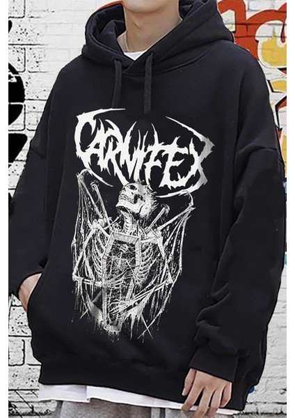 Siyah Gothic Rock Grubu Carnifex Kapüşonlu Hoodie