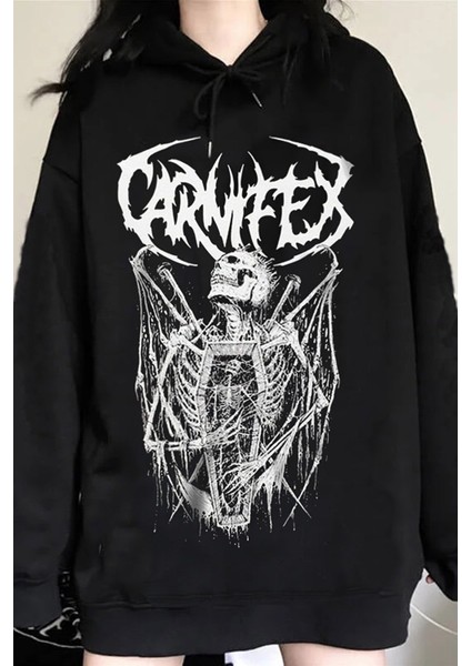 Siyah Gothic Rock Grubu Carnifex Kapüşonlu Hoodie