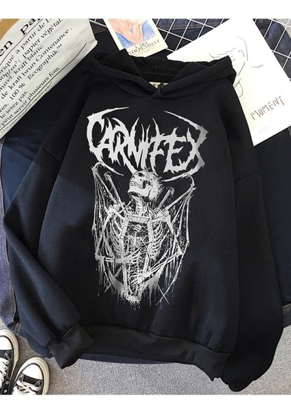 Siyah Gothic Rock Grubu Carnifex Kapüşonlu Hoodie