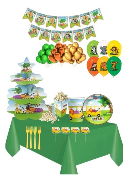 Safari Temalı 16 Kişilik Lüx Doğum Günü Parti Seti /