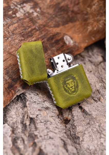 El Yapımı Hakiki Deri Kılıflı Zippo Çakmak
