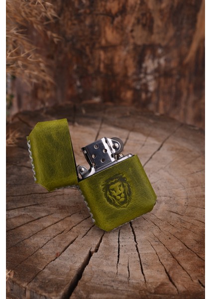El Yapımı Hakiki Deri Kılıflı Zippo Çakmak