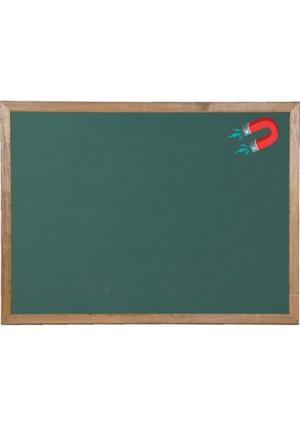 Ahşap Çerçeve Manyetik Laminat Yazı Tahtası - 40X60 - Yeşil