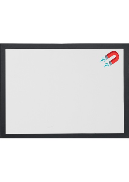 Siyah Ahşap Çerçeve Manyetik Laminat Yazı Tahtası - 30X45 - Beyaz