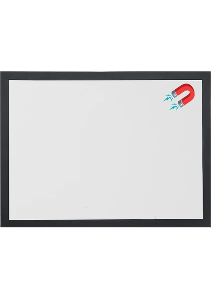 Siyah Ahşap Çerçeve Manyetik Laminat Yazı Tahtası - 30X45 - Beyaz