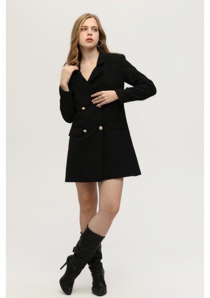 Siyah Astarlı Düğme Kapamalı Blazer Ceket 0105123.01