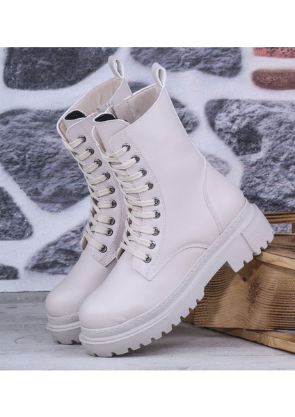 Kadın Bağcıklı Fermuarlı Postal Düz Bot