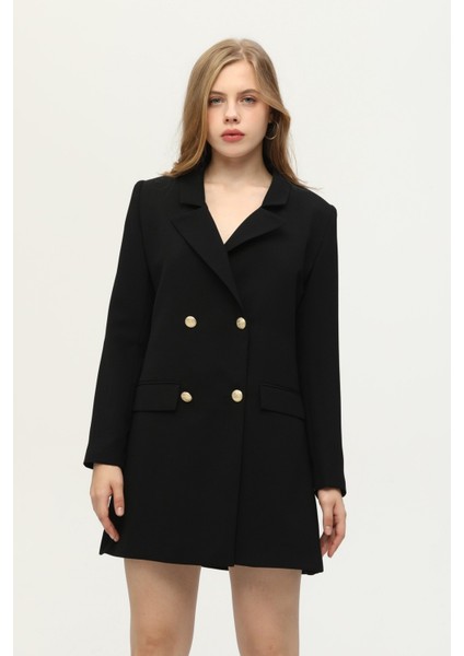 Siyah Astarlı Düğme Kapamalı Blazer Ceket 0105123.01