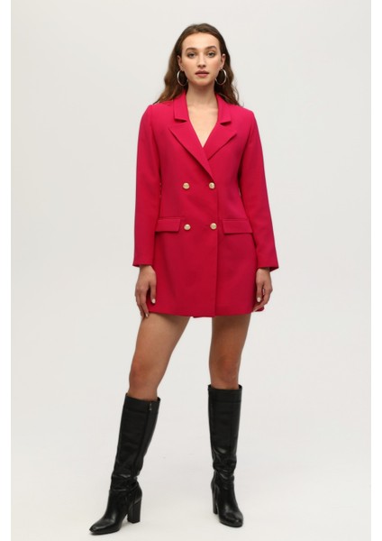 Fuşya Astarlı Düğme Kapamalı Blazer Ceket 0105123.12