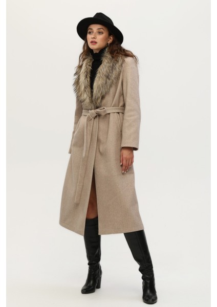 Taş Seyyar Kürklü Leopar Astarlı Kaşe Kaban 0108070.50 fırsatları