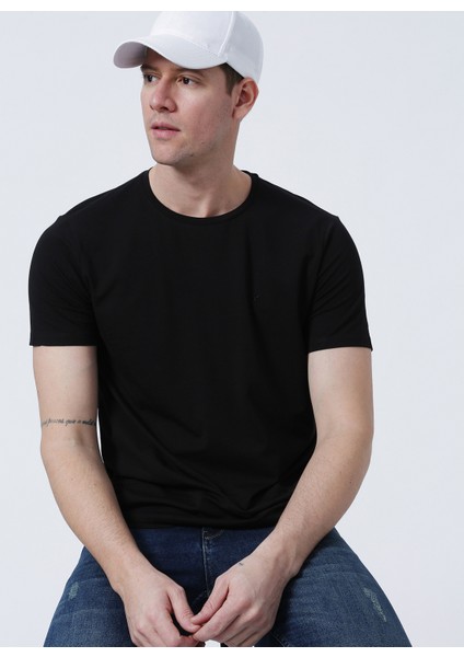 Siyah Erkek Slim Fit Modal T-Shirt ROMEO-O modelleri