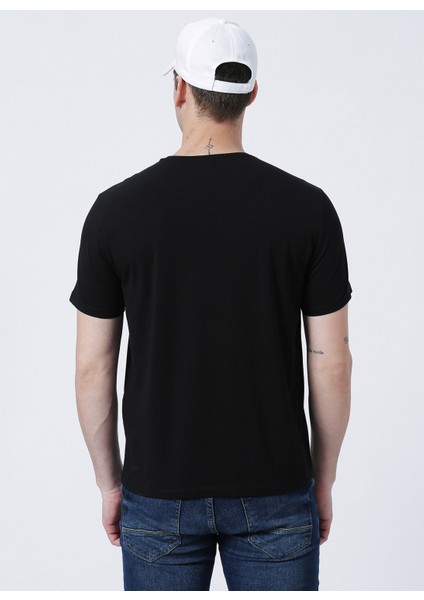Siyah Erkek Slim Fit Modal T-Shirt ROMEO-O fırsatları