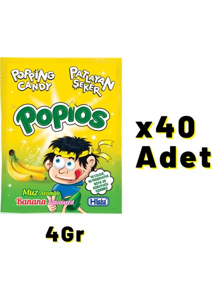 Patlayan Şeker Popios 40 Adet 4 gr Muz