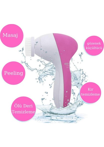 Pilli Yüz Cilt Temizleme Cihazı Siyah Nokta Peeling Fırça Seti Vücut Yüz Bakımı Masaj Aleti 5 In 1
