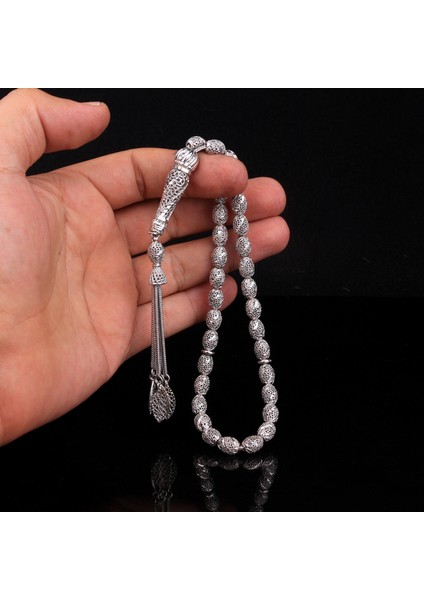 Tamamı 925 Ayar Gümüş Telkari Model Tesbih