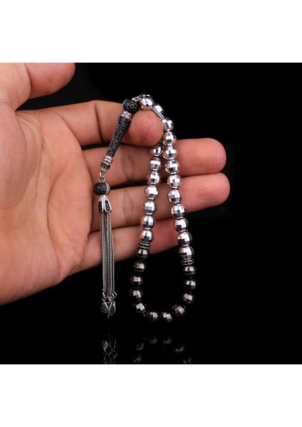 Tamamı 925 Ayar Gümüş Rodyum Kaplamalı Model Tesbih
