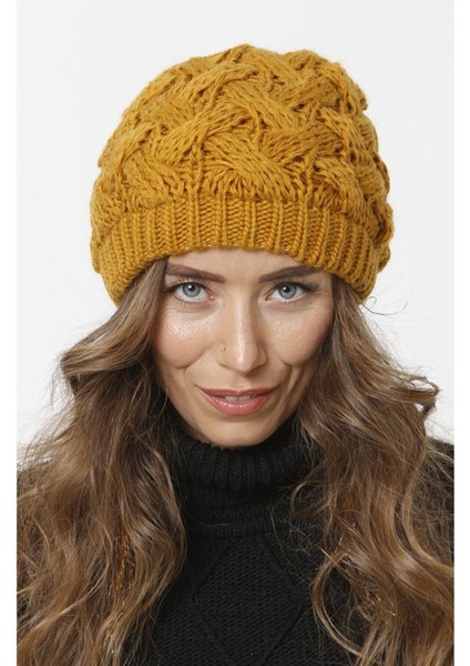Sepet Örgülü Astarlı Triko Kışlık Kadın Renkli Bere Örgülü Şapka fiyatları