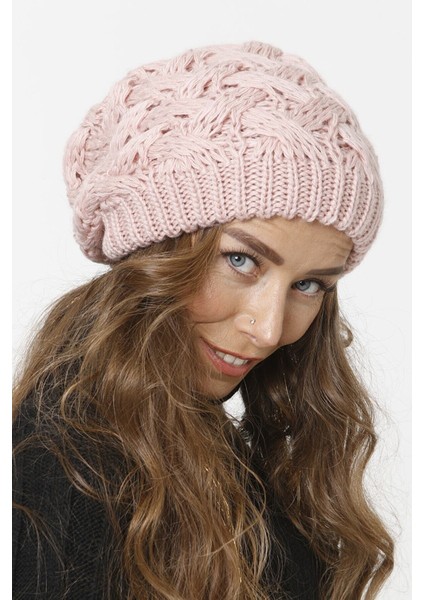 Sepet Örgülü Astarlı Triko Kışlık Kadın Renkli Bere Örgülü Şapka