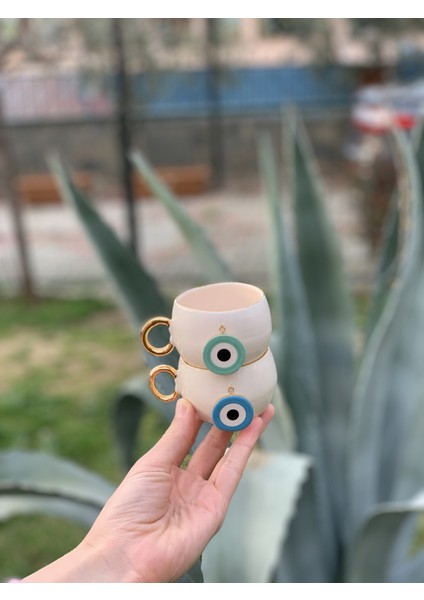 Nazar Kahve Fincanı Nil Yeşili Seramik El Yapımı modelleri