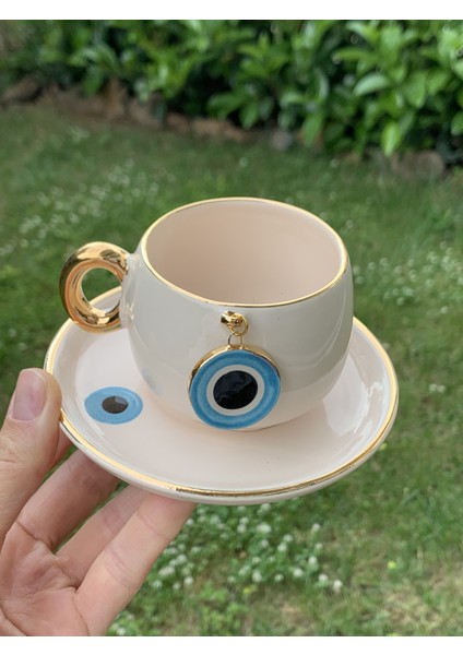 Nazar Kahve Fincanı Mavi Seramik El Yapımı indirimleri