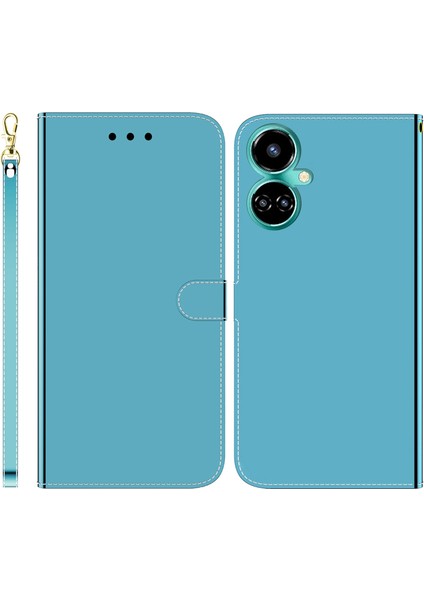 Camon 19 İçin Pu Telefon Kılıfı - Mavi (Yurt Dışından)