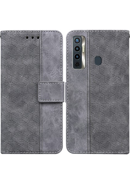 Camon 17 İçin Deri Telefon Kılıfı - Gri (Yurt Dışından)