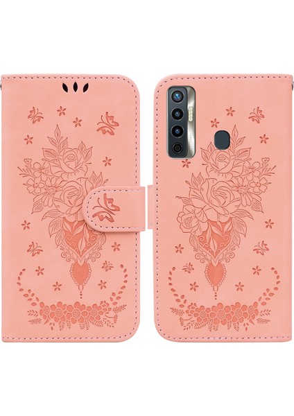 Camon 17 İçin Deri Telefon Kılıfı - Pembe (Yurt Dışından)