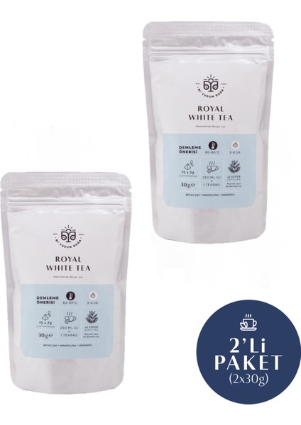 Royal White Tea Mandalinalı Beyaz Çay 2x15'LI Poşet Çay