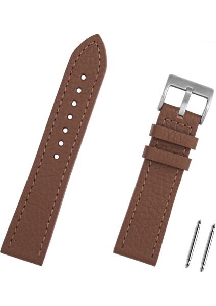 Açık 22MM Kahverengi Taba Hakiki Deri Spor Saat Kordonu Kayış