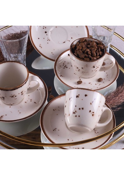 Tulü Porselen Tulu Porselen Reactive 46 Luna1 12 Parça Kahve Fincan Takımı