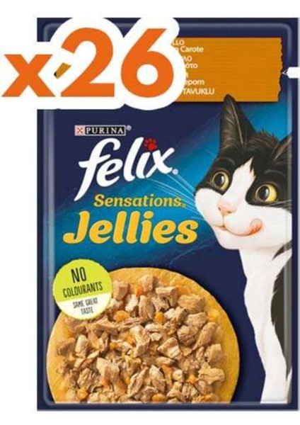 Sensations Tavuk Havuç Jel Pouch Kedi Konservesi 26 x 85 gr
